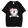 Camiseta Estampada en el Pecho de Animales Gatos Gatito Navidad Hombres