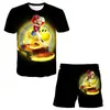 Patrón de impresión digital 3D de trabajador con gorra roja temático de videojuegos, ropa unisex para niños, conjunto casual de dos piezas de dibujos animados