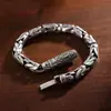 Pulsera tejida de plata de ley 925 retro transfronteriza para hombre, segura, personalizada, Vajra, moderna, Hip-Hop, nicho, pulsera de plata tailandesa