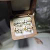 Anillo de perla natural de agua dulce para mujer, pequeño, de colores intensos, con explosiones en vivo, popular anillo abierto de múltiples cuentas de perla.