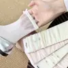 Calcetines de Media Pantorrilla Estilo Girly para Primavera y Verano, Delgados Rosas Estilo Coreano Jk Lolita Calcetines Apilados con Lazo, Transpirables Estilo Ballet