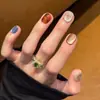 [Sol y Luna Brillan Juntos] Uñas Portátiles Hechas Completamente a Mano Otoño e Invierno 2025 Nuevo Brillo Cuentas de Vidrio Ojo de Gato Estilo Corto Manicura Blanqueadora