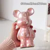 Decoração de urso de luxo para móvel de TV, urso grande em formato de coração de cerâmica e galvanizado para sala de estar de casa de alto padrão