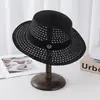 Sombrero de Paja Hueco Estilo Nuevo para Mujer, Sombrero de Sol de Verano, Sombrero de Moda Coreana de Ala Ancha, Sombrero Versátil de Moda para Salidas a la Playa