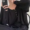Camiseta de Manga Larga Simple Versátil Estilo Coreano Botón Texturizado para Hombre Primavera y Otoño Holgada Casual Relajada Camisa Base