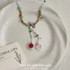 "Armonía de Primavera y Paisaje Claro" Collar de Flor de Cuentas Dopamina Colorida Fresa Cadena para Clavícula Estilo Fresco Pastoral Primavera y Verano