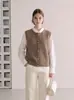 Suéter de punto liso estilo universitario con cuello de solapa, chaleco suéter de punto para mujer, estilo coreano, corte holgado, novedad Otoño 2026 25697