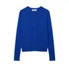 Jaqueta de Tricô Lisa Versátil Elegante da Moda Nova 2026 Estilo Europeu e Americano Transfronteiriço Feminina Atacado Gola Redonda Vintage 2893102