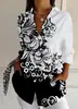 Camisa de Manga Tres Cuartos para Mujer Moda Europea y Americana Impresión Digital 3D Venta Caliente Suministro del Fabricante Moda Casual Multicolor