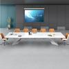 Mesa de conferencias pintada de blanco, mesa grande para reuniones, larga, moderna y sencilla, para oficina, mesa de negociación y silla combinadas.