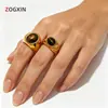 Anel de Pedra Olho de Tigre Transfronteiriço Europeu e Americano para Mulheres, Design de Nicho, Anel de Dedo Indicador de Pedra Natural Vintage, Joia de Mão da Moda e Única Atacado