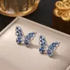 Moda Estilo Coreano Colar Anel Brincos Borboleta Full Diamond Vazado Zircônia Elegante Estilo Frio Conjunto de Três Peças para Mulheres
