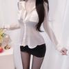 Corea del Sur Dongdaemun Nueva Camisa Sexy Perspectiva Manga Larga Elegante Femenina Ajustada