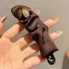 Pinza de Plátano de Tela Fruncida Estilo Francés, Elegante Estilo Femenino, Pinza de Plátano de Color Sólido, Pinza Vertical, Pinza de Plátano Fruncida de Satén de Moda