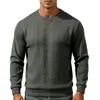 Sudadera de manga larga para hombre europea y americana, suéter de punto jacquard con cuello redondo bordado de otoño/invierno de Amazon, capa base simple de peso pesado