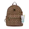 Mochila Clásica con Monograma para Mujer Mochila Pequeña Retro Estampado Completo Bolsillo Frontal con Cremallera Ligera para Viajes Diarios Mochila Escolar Ligera