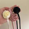 Anillo para el cabello de satén francés rosa, cuerda para el cabello para coleta, elegante, dulce, personalidad, estilo retro, cuerda para el cabello de tendón de goma, accesorios para el cabello