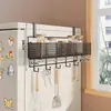 Estante lateral de almacenamiento para estante de refrigerador de cocina, soporte multifuncional de múltiples capas para condimentos y film transparente para uso doméstico montado en la pared