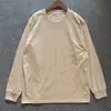 935 Camiseta Blanca de Manga Larga para Hombre Primavera Cuello Redondo Holgada Top de Algodón Americano Tendencia Color Puro Puño de Canalé Camiseta Básica