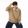 Nova coleção outono/inverno: Suéter polo de duas peças estilo japonês para homens, com um design de tricô solto, casual e minimalista, um top moderno