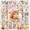 50 Hojas Acuarela Lindo Adorno Pequeños Animales Pegatinas Kawaii Mascotas Flores Pegatinas para Diario Transfronterizo Impermeables Adhesivas Pegatinas Venta al por Mayor