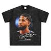 Paul George George Impreso Estilo Americano Retro Holgada Manga Corta Cuello Pequeño Camiseta de Algodón Trendy