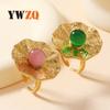 Anillo de Flor Fundido Estilo Palacio Francés para Mujer, Anillo Abierto Retro de Alta Gama con Gemas, Joyería de Acero Inoxidable de Lujo Accesible