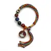 Cuerda de Mano de Xizang Tejida a Mano Hilo de Algodón de Colores Cuerda de Mano Pulsera de Esmalte Gris Fragante para Colgar Thangka
