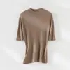 Suéter Tricot Pulôver Manga Média Gola Alta Padrão Espinha de Peixe Lã Fio Super Fino Zhengqi Roupa Especial para Mulheres Novo Estilo