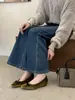 Sapatos Mocassins Quadrados Retro Franceses Versáteis para o Dia a Dia com Salto Alto e Aumento Interno de Altura e Laço