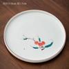 Bandeja de cerâmica pintada à mão para bolhas secas conjunto de chá Kung Fu bandeja de chá redonda mesa de chá doce porcelana branca bandeja de chá pintada à mão pequena bandeja de chá