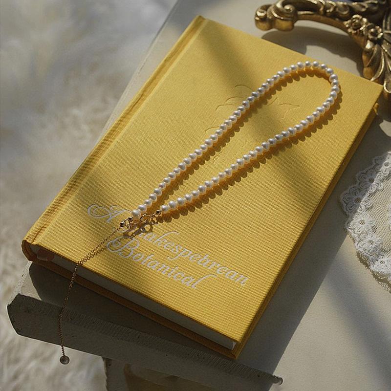 天然淡水珍珠项链女百搭美产14k包金小众设计可调节