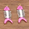 8 Colores 12x30 mm Acero Inoxidable Esmalte Dorado Goteo de Aceite Colgante de Animal Colgante de Espina de Pescado Doble Cara Accesorios para Joyería DIY