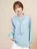 Linda Blusa de Gasa con Lazo Ropa Profesional para Mujer Formal Blanca Top Interior Entrevista Camisa de Manga Larga Verano