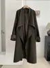 Casaco Trench KEKEZOON de gola oversized, caimento solto, com detalhes color block para mulheres, estilo coreano, casaco longo versátil e elegante para o outono, 9077