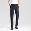 Pantalones Rectos Casual de Negocios Elásticos de Seda Helada para Hombre de Primavera y Verano, Transpirables, Antiarrugas, Corte Delgado