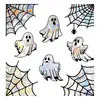 Popular pegatina decorativa de telaraña de Halloween para ventana de cristal transfronteriza, pegatina electrostática blanca de fantasma láser de PVC