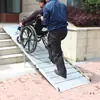 Rampa de Aleación de Aluminio Plateada Sin Barreras Portátil Antideslizante Plegable Móvil Rampa de Escalera Almohadilla de Escalón para Subir