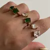 Anillo Dazan al por mayor en stock de Acero de Titanio con Galvanizado de Oro Real 18K, Cuadrado de Gota de Agua Abierto con Circonita, Transfronterizo Europeo y Americano Ins