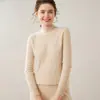 Baicai Rong 2026 Otoño/Invierno Nuevo Suéter de Punto 100% Cachemira para Mujer Cuello Semi Alto Holgado Versátil Capa Base