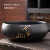 Cerámica Negra Lavado de Té Cerámica Gruesa Grande y Pequeño Lavado de Agua Tazas de Té Lavado de Pinceles Cenicero para Lavar Maceta Accesorios para Juego de Té Kung Fu