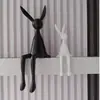 Adornos Minimalistas Modernos en Blanco y Negro de Conejo Lindo con Orejas Largas Modelo para Habitación Sala de Estar Junto a Mueble de TV Aparador de Vino Estantería Decoración