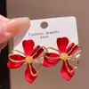 Pendientes Ankela Aguja de Plata Circonita Caballo Rojo para el Año del Caballo, Pendientes de Lujo Ligero de Gama Alta, Elegantes y Modernos Accesorios de Oreja para Mujer
