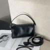 Bolsa de ombro única de couro de vaca de primeira camada para mulheres, transpassada, moda feminina, simples e prática, porta-moedas de couro macio, barril, bolsa para celular, almofada