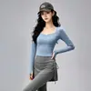Conjunto de yoga para mujer, con diseño sin costuras y amigable con la piel, escote cuadrado, mangas largas y un conjunto de dos piezas de vestido y pantalones, adecuado para entrenamientos en el gimnasio, Pilates y otras actividades deportivas, perfecto para el otoño