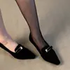 Nuevos Zapatos de Salón Elegantes Franceses de Tacón de Aguja 2026 Temperamento para el Trabajo Punta Fina Terciopelo Slip-on Tacones Altos