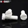 Tornillo Plástico Cilíndrico Ranurado Cabeza Redonda Aislante PP Blanco Resistente a Ácidos y Álcalis M3-M12