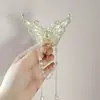 Presilha de Cabelo com Borboleta e Franja para Prender na Nuca, Disco de Cabelo com Pérola, Balanço de Cabelo, Nova Presilha Francesa Versátil Vintage para Mulheres
