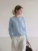 Cardigan de Tricô Feminino com Gola Redonda, Botões Únicos, Estilo Coreano, Solto, Emagrecedor, Para Primavera e Outono 2026, Suéter Versátil, Casaco, Top 7336
