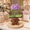 Adorno de Planta en Maceta Rosa Tejido a Mano Lindo con Manos y Pies Flor de Hilo Maceta Muñeca Decoración Creativa de Escritorio